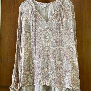 Lucky Brand Bohemian Top Paisley Print Boho blouse
